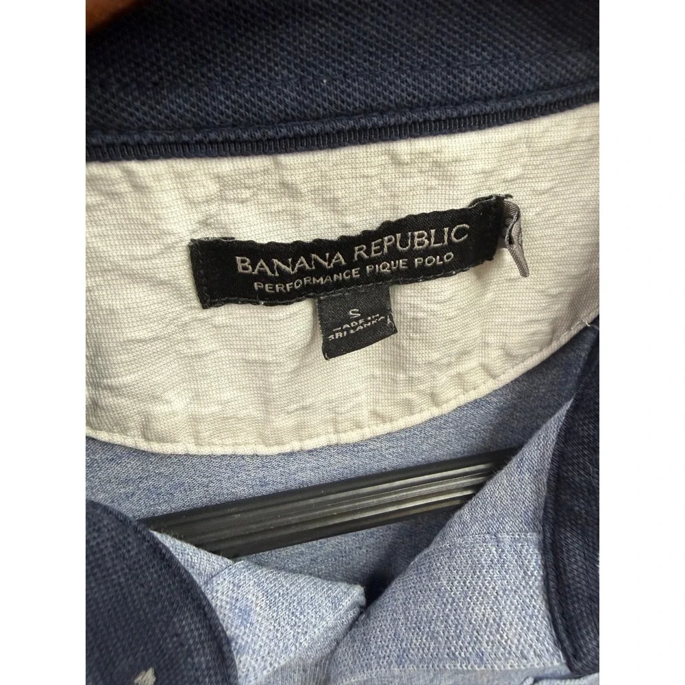Banana Republic Polo Shirt Mens Blue Performance Pique Pocket Small